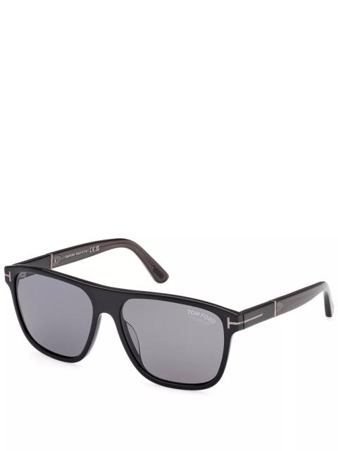 Black Polarized Square Sunglasses, 58mm