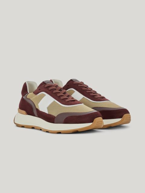 Canali BURGUNDY TECHNICAL FABRIC AND LEATHER RUNNER SNEAKERS