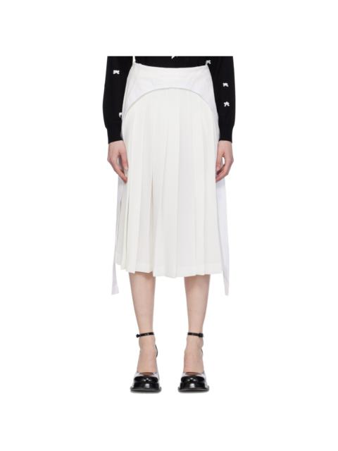 pushBUTTON White Pleated Midi Skirt