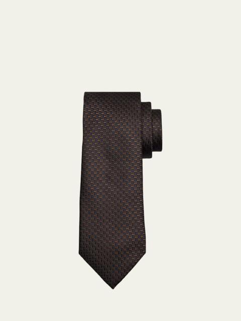 Men's Bicolor Basketweave Silk Tie