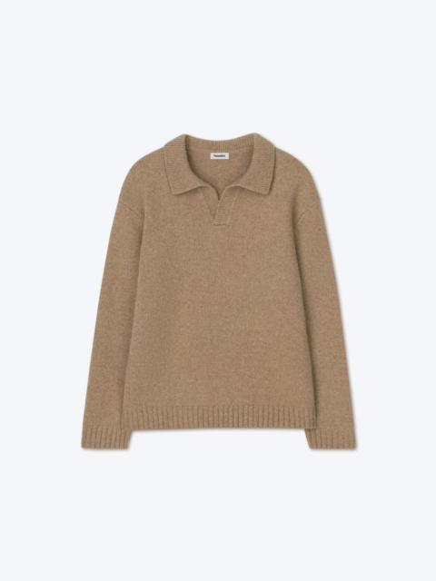 JAURO - Brushed merino wool polo sweater - Oatmeal
