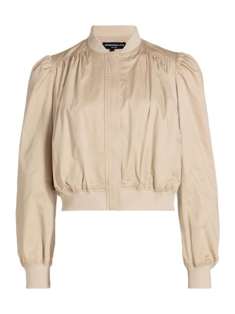 GENERATION LOVE Women's Sariah Cotton Sateen Crop Bomber Jacket - Light Khaki