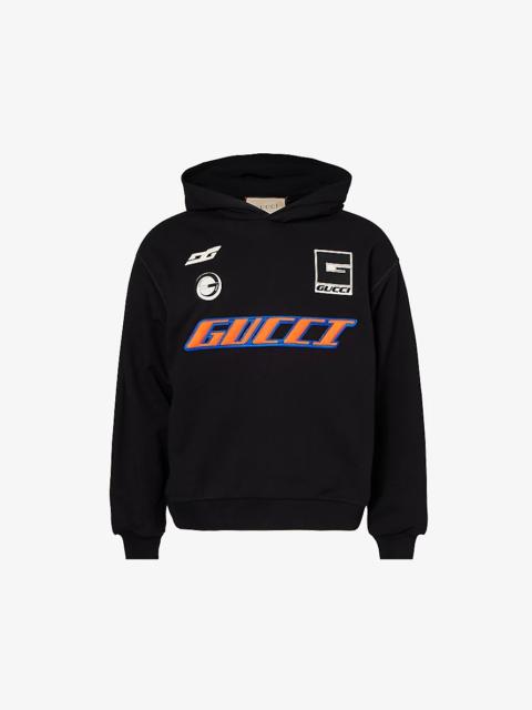 GUCCI Brand-print relaxed-fit cotton-jersey hoody