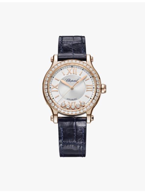 Chopard Happy Sport 275378-5003 18ct rose gold, diamond and leather automatic watch