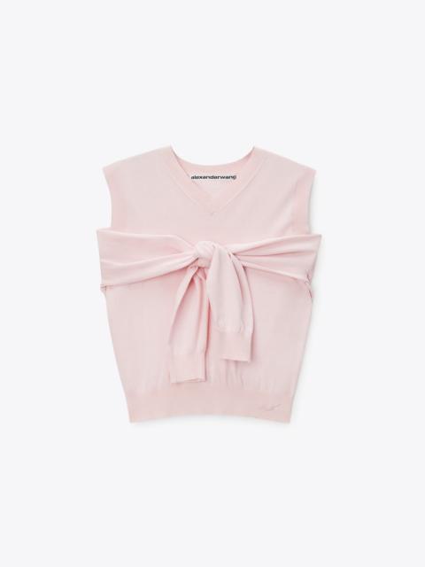 Alexander Wang layered v-neck vest with tie-front cardigan detail