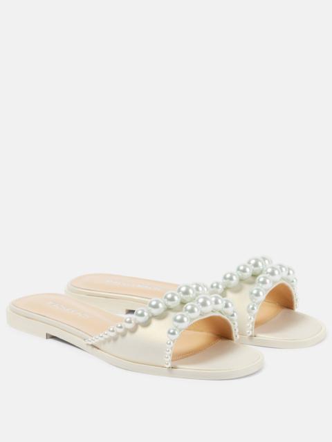 MACH & MACH Sirene faux-pearl leather slides