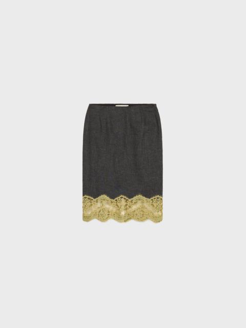 Blumarine MIDI SKIRT IN GRISAILLE WITH LACE DETAIL