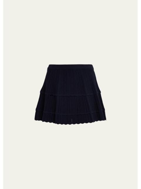 LoveShackFancy Rora Cable-Knit Mini Skirt