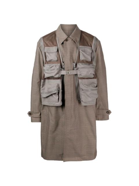 check-pattern patch-pocket coat