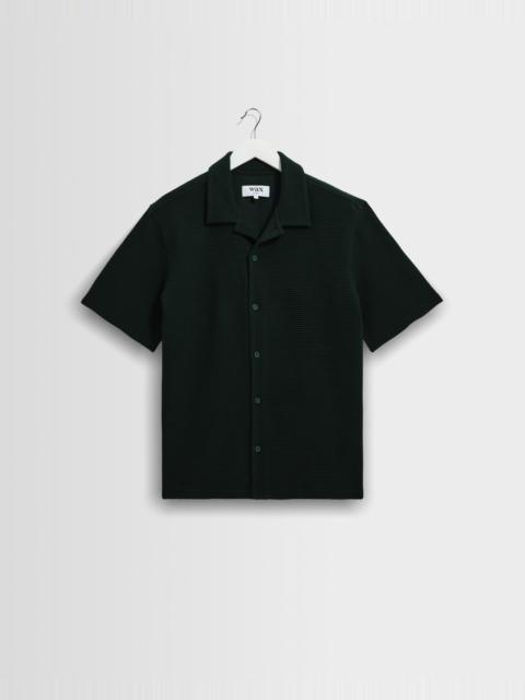 Wax London Clayland - Bottle Green Textured Waffle Short-Sleeve Shirt