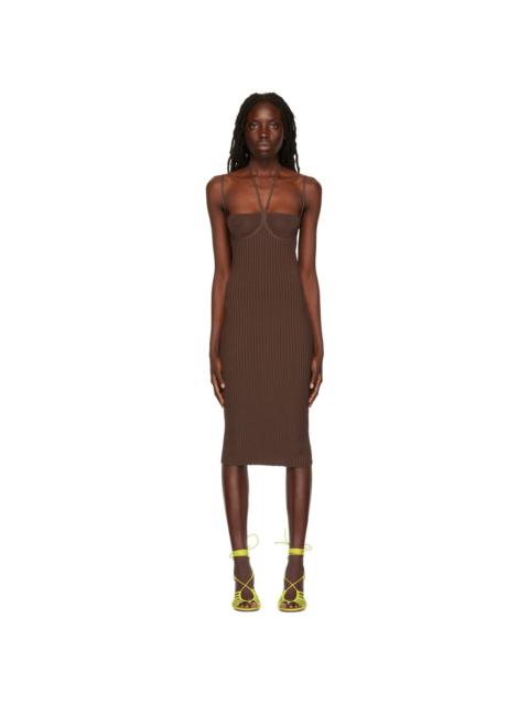 ANDREĀDAMO Brown Halter Midi Dress
