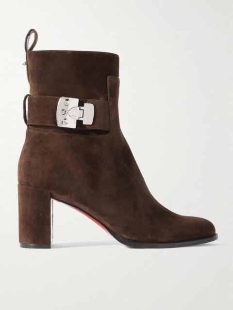 Christian Louboutin Booty Lock 70 Embellished Suede Ankle Boots