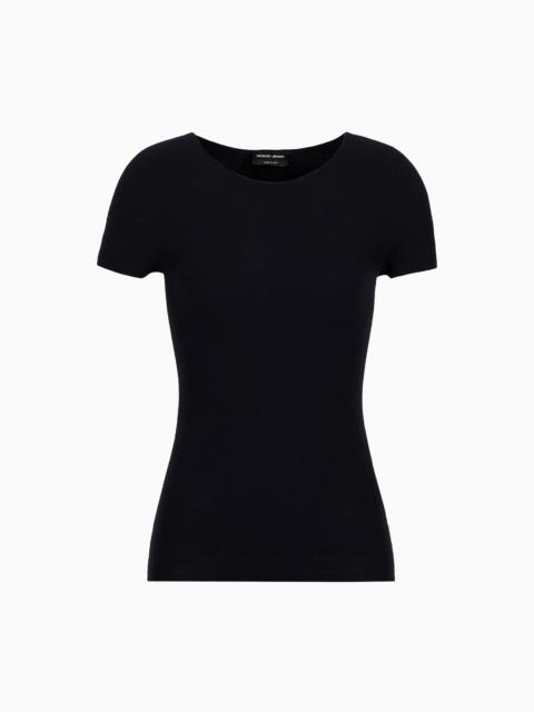 Links-stitch viscose short-sleeved jumper