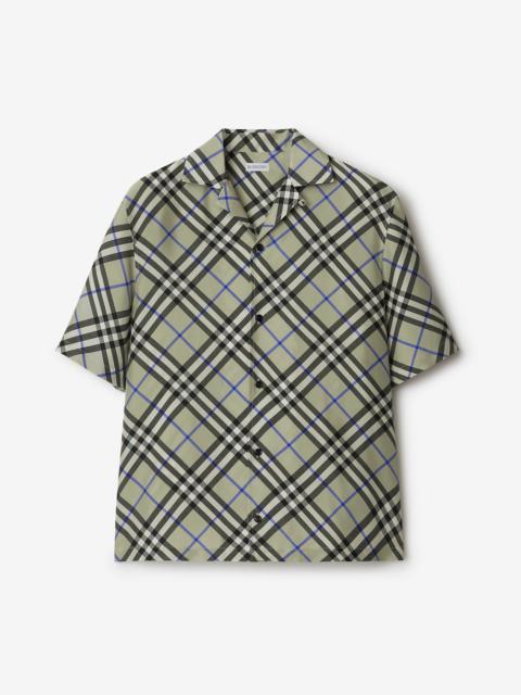 Oversized Check Silk Shirt