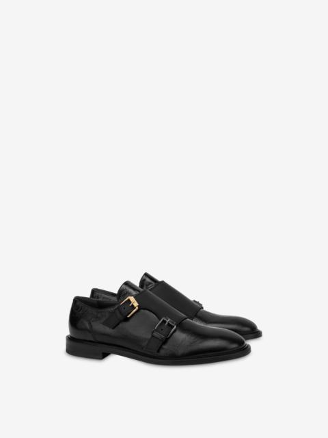 Moschino MULTI BUCKLE DOUBLE MONK STRAP LOAFERS