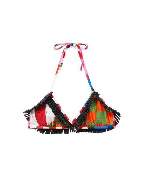 fringed checkered bikini top