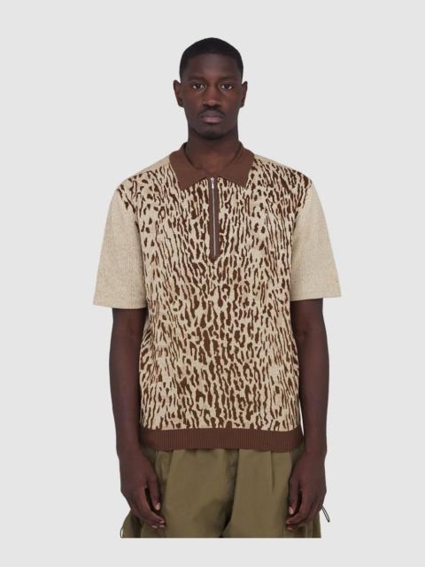 BEAMS PLUS Half zip knit polo shirt