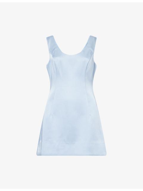 Reformation Franceska Scoop-Neck Satin Mini Dress