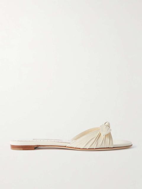 Lolloflat bow-embellished gathered leather sandals