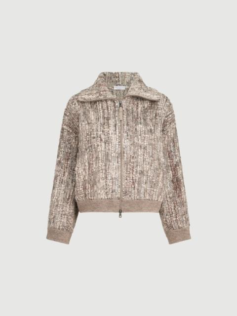Brunello Cucinelli Dazzling tree bark embroidery cardigan in mohair and wool