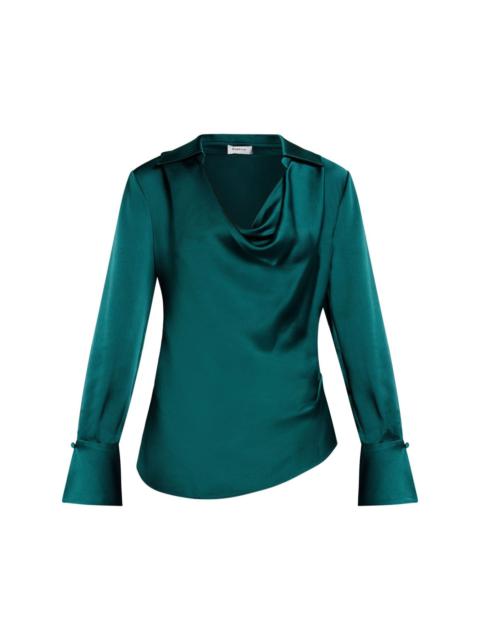 cowl-neck long-sleeve blouse