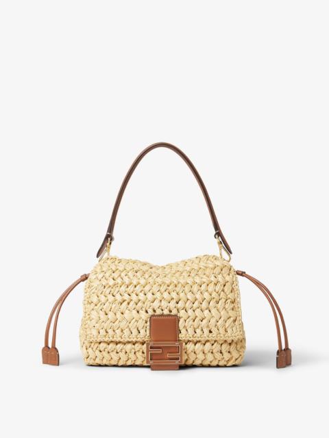 FENDI Mamma Baguette Medium Woven raffia-effect material bag