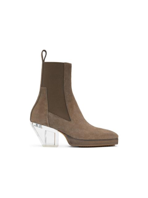 Rick Owens Grey Suede Heeled Sliver Boots