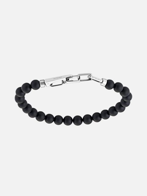 Montblanc Onyx-bead bracelet with carabiner closure in stainless steel