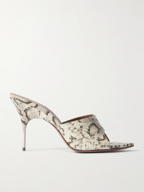Amina Muaddi Bianca Snake-effect Leather Sandals