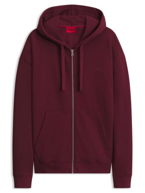 HUGO COTTON-TERRY ZIP-UP HOODIE WITH LOGO PRINT