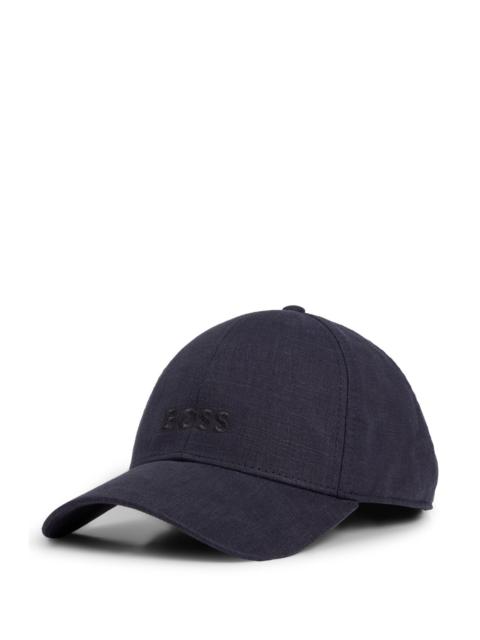 BOSS LINEN CAP WITH EMBROIDERED LOGO