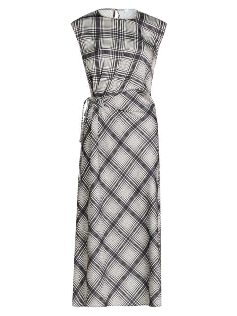 DEREK LAM 10 CROSBY Women's Adelita Check Crêpe Satin Midi-Dress - Black Shark Ecru
