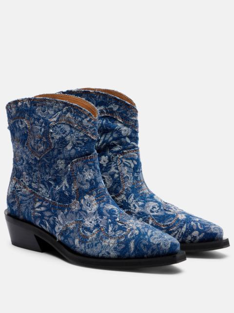 GANNI Low Shaft embroidered jacquard cowboy boots