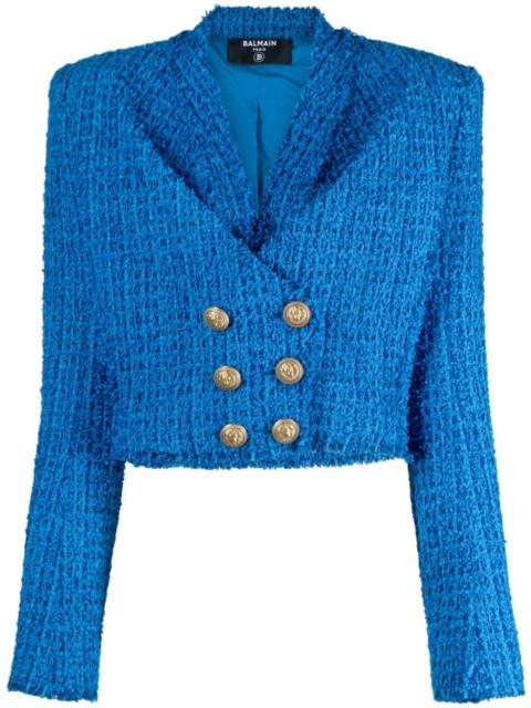 Balmain double-breasted cropped tweed jacket