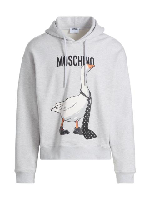 Moschino Men's Goose Logo Cotton Hoodie - Grey