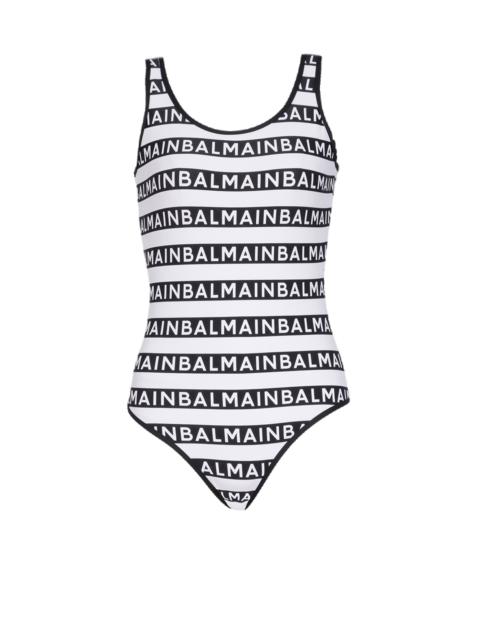 Bicolor swimsuit with Balmain monogram