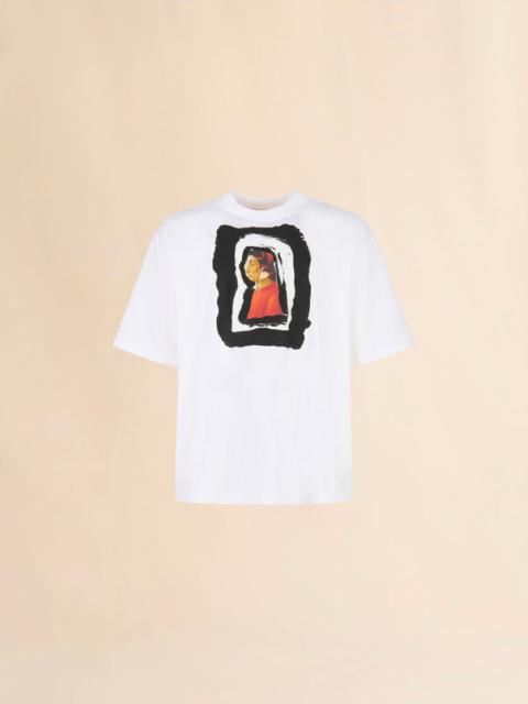 Marni WHITE COTTON T-SHIRT WITH DANTE PRINT
