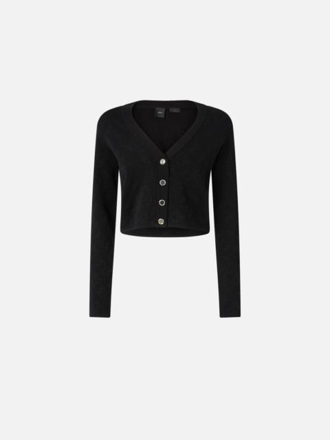 PINKO MONOGRAM V-NECK CROPPED CARDIGAN