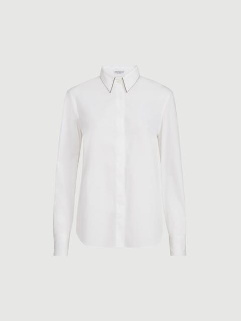 Brunello Cucinelli Stretch cotton poplin shirt with shiny collar