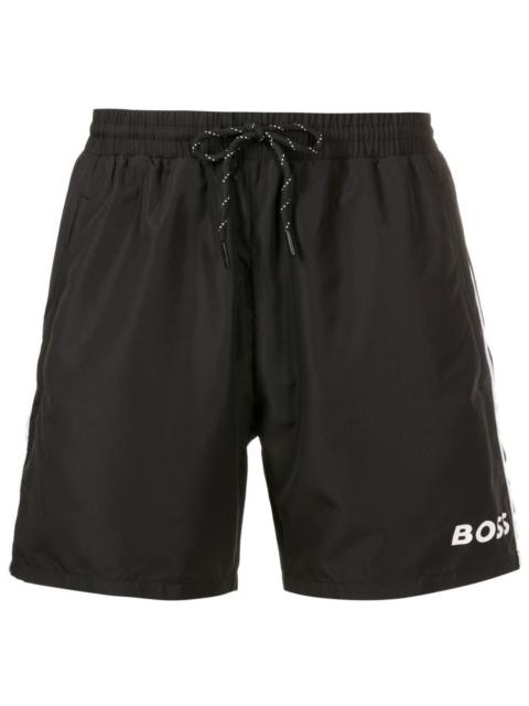 BOSS logo-print swim shorts