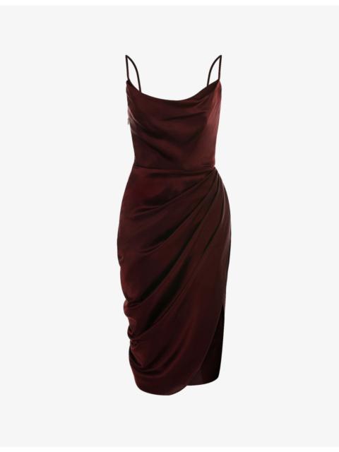 House of CB Reva corset satin midi dress