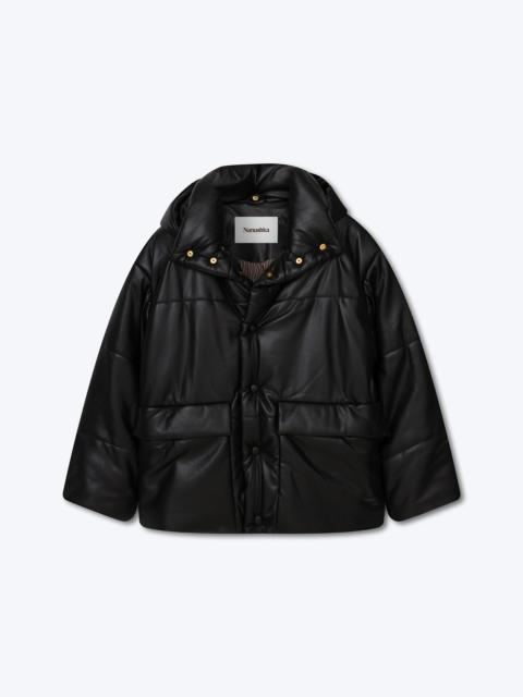 HIDE MENS - OKOBOR™ alt-leather hooded puffer - Black