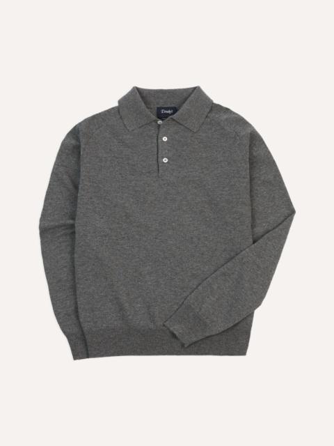 Drake's Grey Alpaca Wool Knitted Polo