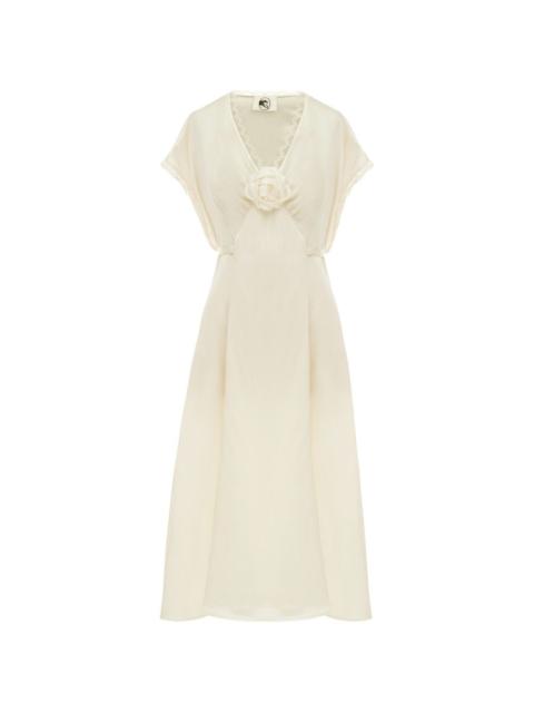SLEEPER Genus Rosa lace-trim satin midi dress