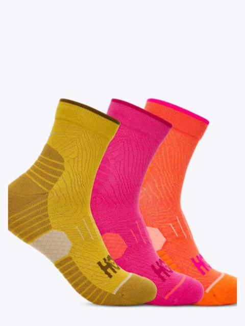 HOKA Quarter Run Sock 3-Pack in Yellow Gold/Rhubarb/Bell Pepper