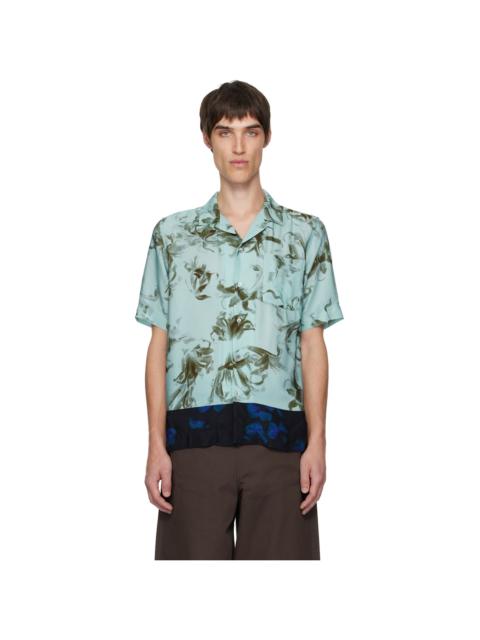 Dries Van Noten Blue Boxy Viscose Shirt