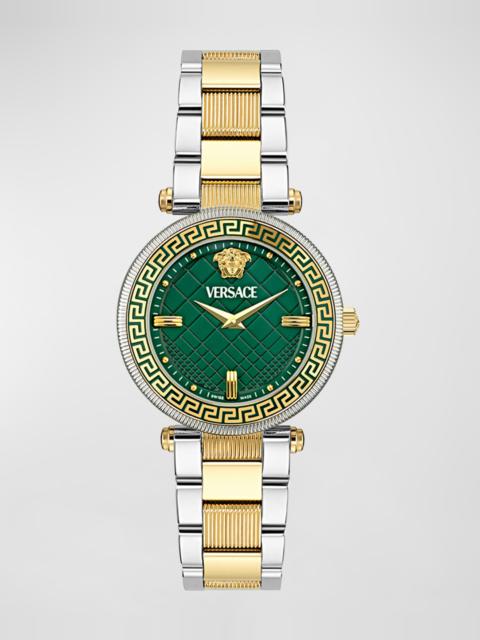 VERSACE 35mm Versace Reve Watch with Bracelet Strap, Two Tone/Green