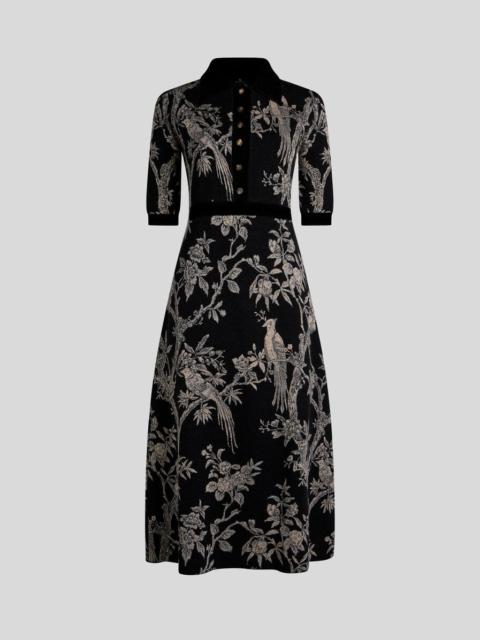Etro WOOL-BLEND JACQUARD MIDI SHIRT DRESS WITH NATURE MOTIF