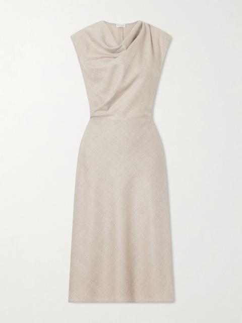 Brunello Cucinelli Draped virgin wool midi dress Beige