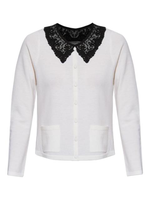 LoveShackFancy lace collared pocket cardigan